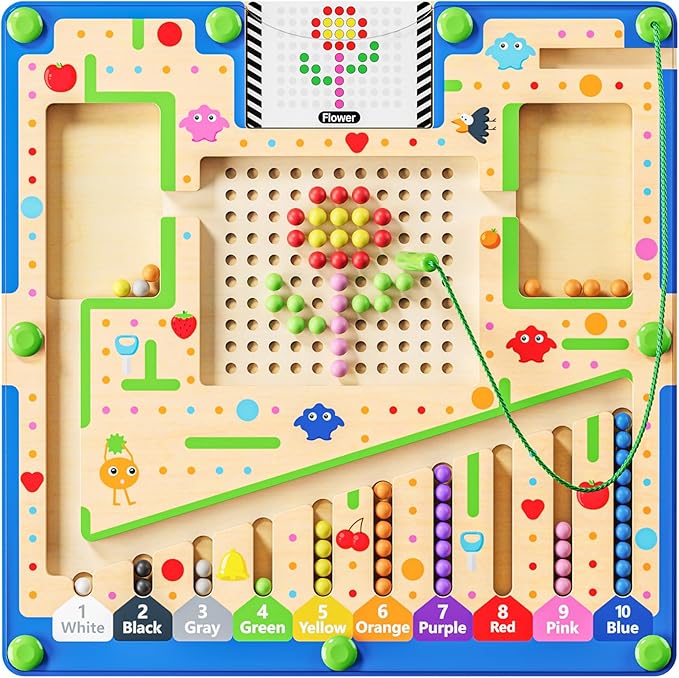 Montessori Number & Shape Puzzle Busy Board, Fine Motor Skills Educational Toy, Counting Matching Preschool Learning Toy, Early Development Sensory Gift for 3-5 Year Old Toddler Boys Girls Yellow