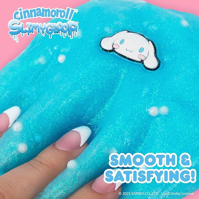 Cinnamoroll SLIMYGLOOP Jar, 8 oz. Blueberry-Scented Glitter Slime with Mix-Ins & Collectible Charm