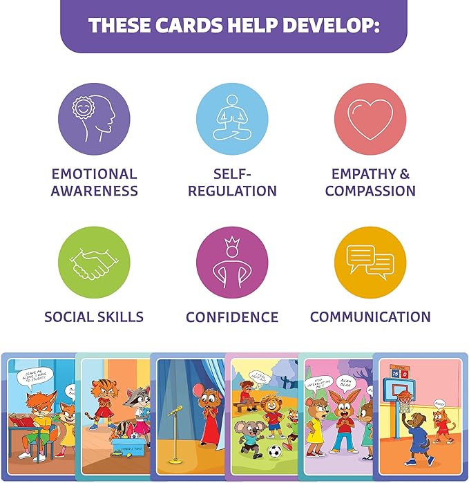 Clever Fox Play Who What Why Feelings & Emotions Conversation Cards for Kids – Social Skills & Emotional Regulation Learning Activity – Flash Card Therapy Game – SEL Tool for Kids & Toddlers Ages 4+