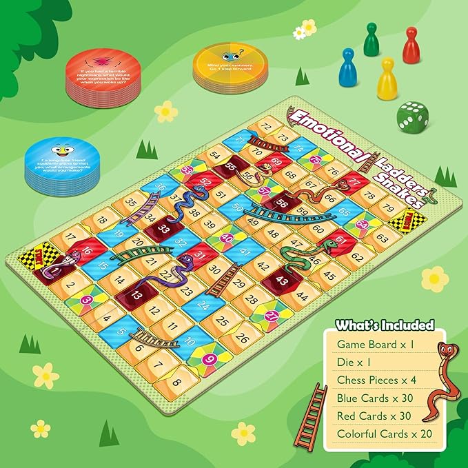 Broytain Emotional Board Games for Kids,Ladders and Snakes Board Game,Learning Resources,Social Skills Emotional Regulation Toys for Toddlers,Classroom Travel Indoor Outdoor Family Games