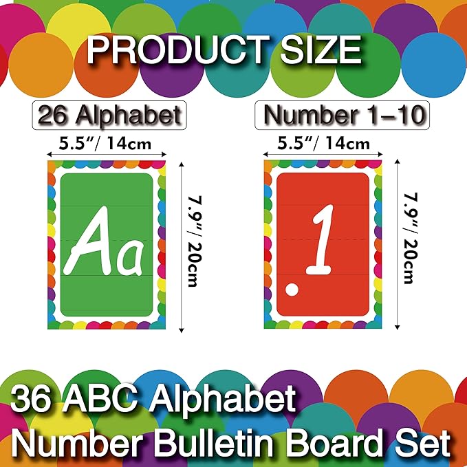 36 Alphabet Bulletin Board Set, Alpethabet Line ABC Number Poster Classroom Decorating Set Preschool English Posters Kindergarten Elementary Classroom Wall Decor Nursery Homeschool Supplies (Bright)