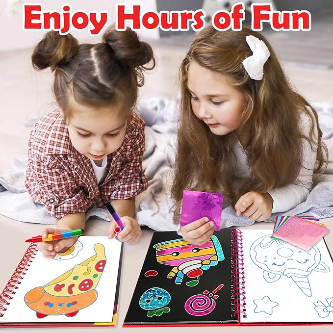 FUNNYB&G Foil Art Crafts for Kids Ages 4-8: Mother's Day 2026, Birthday Gift for Girls, Art and Crafts Supplies, Party Favors, Creative Toys for Girls 4 5 6 7 8 9 Years Old(Food)