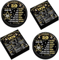 CHUNNIN 50Pcs 50th Birthday Plates and Napkins Back in 1976 Party Decorations Black Gold 50 Year Old Party Dessert Plates 1976 Disposable Tableware for 50th Theme Men Woman Birthday Supplies