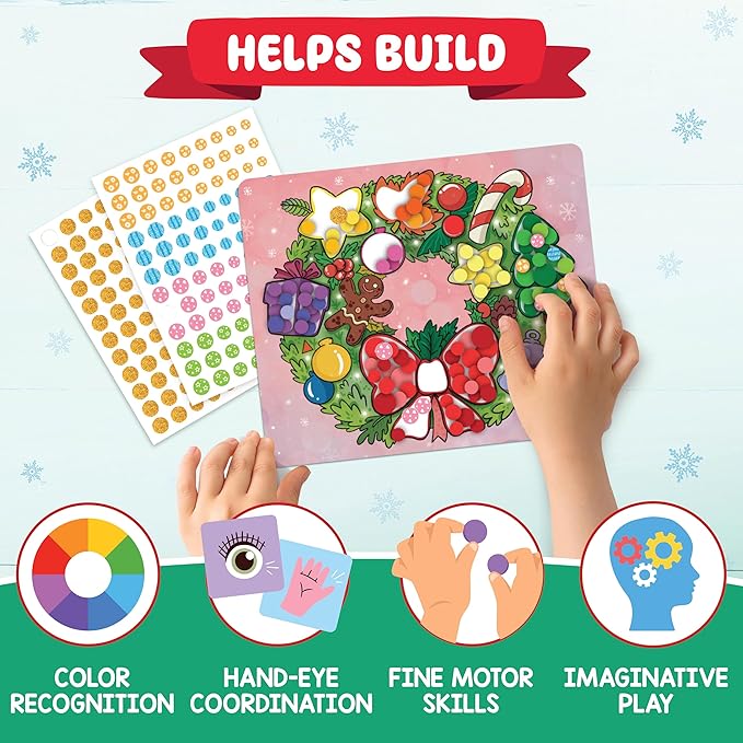 Christmas Special - Dot Stickers for Toddlers, Holiday Theme Dot Art Activity for Kids, DIY Craft Kit, Stocking Stuffers, Christmas Gift for Boys & Girls Ages 3, 4, 5, 6, 7 Year Old