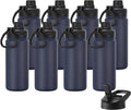 DOMICARE 16 oz Kids Water Bottle for School Stainless Steel Double Wall Vacuum Insulated Water Bottle with Straw lids & Spout Lid, Leakproof BPA Free (Navy,8)