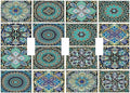 Decorative Switch Plates Mandala Decorative Rustic Vintage Turquoise Pattern 3 Gang Wall Plate Triple Toggle Light Switch Cover Faceplate Electrical Wall Panels for Bedroom Bathroom