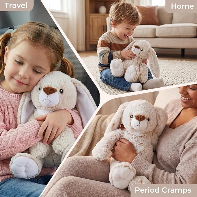 Bunny Microwavable Weighted Stuffed Animals,Heating Pad Animal for Period Cramps&Pain,Lavender Scented Heatable&Coolable Bunny Plushies Toy for Stress Relief,Gifts for Girls Kids Women