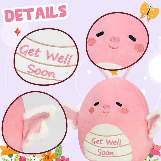Hopearl Butterfly Plush Toy, Adorable Pillow Stuffed Animal, Smooth Plushies Pillow, Cute Get Well Soon Gift, Soft Toy for Kids