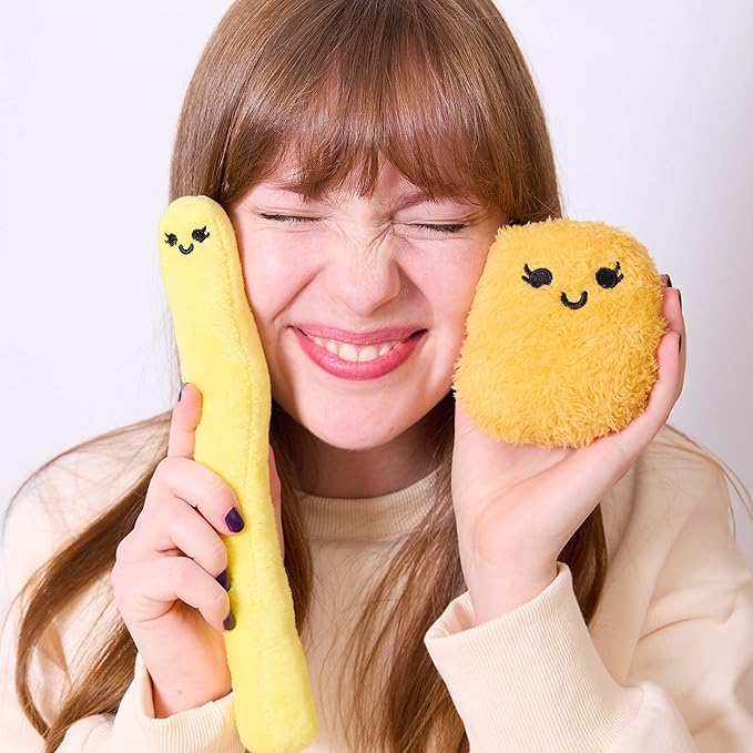 WHAT DO YOU MEME? Emotional Support Fries by Relatable, Cuddly Stuffed Animals and Plushies Set, Small Gifts for Mom, Includes 5 Plushi Toys with Carrying Basket, for Mom