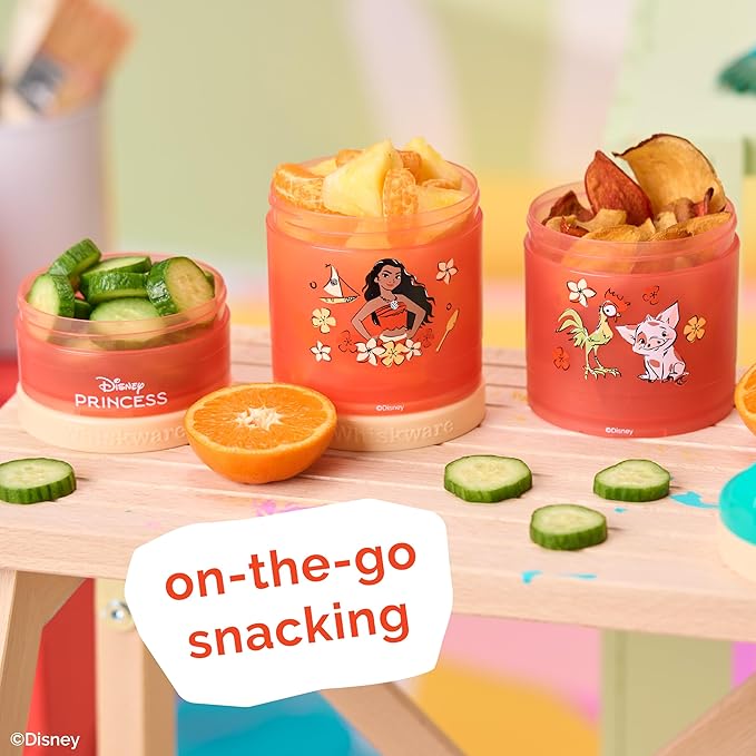 (Moana) DiSNEY PRINCESS Whiskware Stackable Snack Pack - 3 Jar + Handle - Blue/Orange/Pink