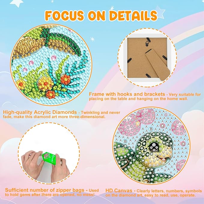 Nardoll Diamond Art Kits with Wooden Frame - Arts and Crafts - Dimond Art Painting by Numbers - GEM Art for Beginners Adult Home Wall Decor