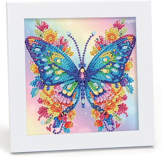 Libfx Diamond Art Kits for Kids with Frame Diamond Art for Girls Boys Beginners Arts and Crafts Ages 8-12 Birthday Gifts (Butterflr-2)