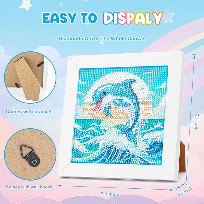 Diamond Art Kits with Wooden Frame - Arts and Crafts - Dimond Art Painting by Numbers - GEM Art for Beginners Adult Home Wall Decor