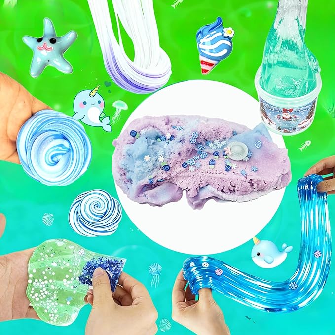 8 Pack Summer Butter Slime Kit for Girls and Boys,Party Favors Stretchy and Non-Sticky, Stress Relief Toy,Soft DIY Slime for Kids Birthday Gift Christmas Stocking Stuffers