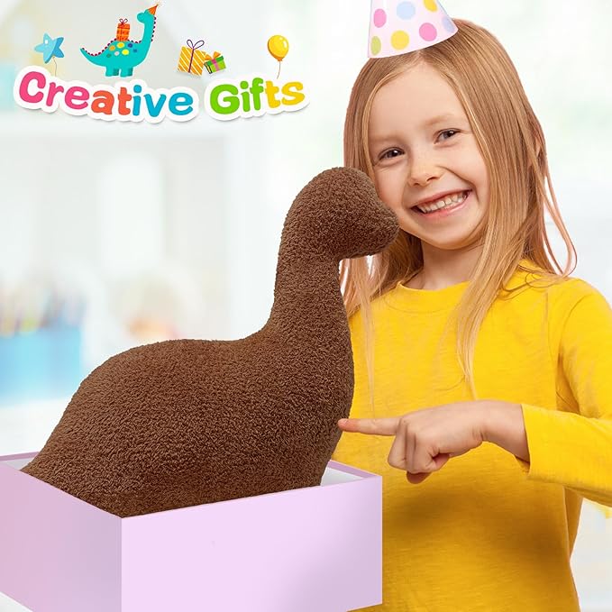 Andywoo Dino Chocolate Pillow Plush for Funny Birthday Gifts, Cute Funny Dinosaur Chocolate Stuffed Animals Toy for Boy and Girl, Dinosaur Gifts for Kids Teens and Adults (Brachiosaurus, Large)