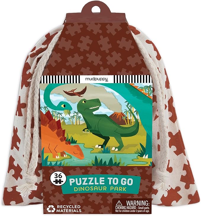 Mudpuppy Dinosaur Park – 36 Piece Puzzle To Go Featuring A Vibrant Prehistoric Landscape Perfect Travel Activity For Children Ages 3 and Up