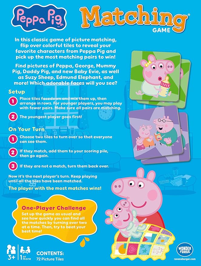 Wonder Forge Peppa Pig Matching Game - Fun and Educational Memory Game for Toddlers and Kids Ages 3-5 Featuring Beloved Peppa Pig Characters