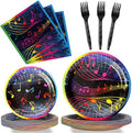 gisgfim 96 Pcs Music Party Plates and Napkins Party Supplies Musical Notes Party Tableware Set Music Note Karaoke Decorations Favors for Birthday Baby Shower for 24 Guests