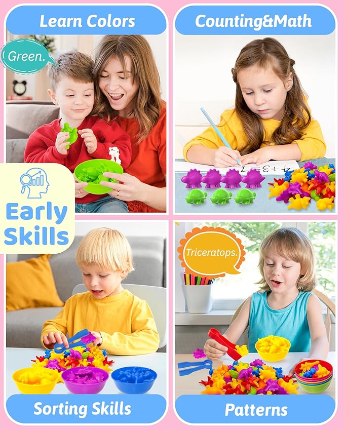 Oomloid Counting Dinosaurs Montessori Toys for 3 4 5 Years Old Boys Girls, Preschool Learning Activities Kindergarten Educational Sensory Toys Gifts for Kids Toddlers Ages 3-5, 4-8