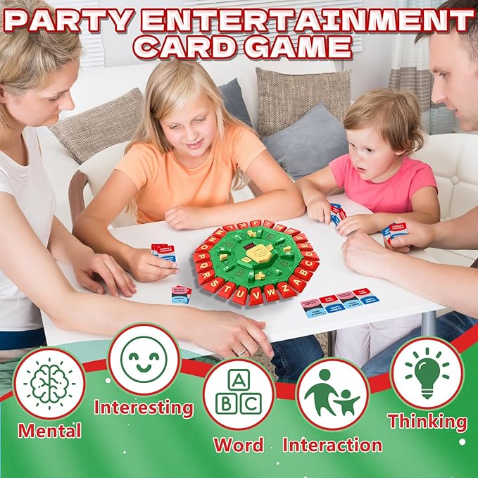 Resflycheng Word Game Family Board Game with Digital Display Timer, 2 Modes, 35 Cards, Fun Fast-Paced 24-Letter Game for Kids & Adults, 2+ Players, Ages 3 & Up