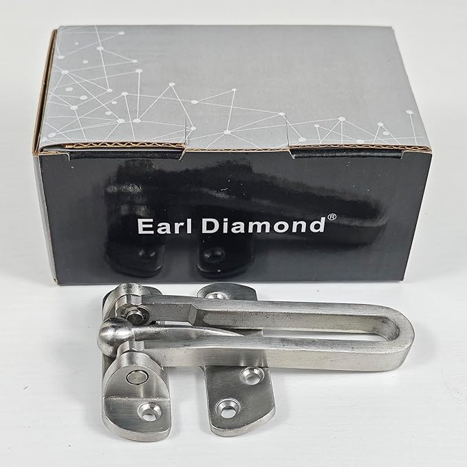 Earl Diamond Door Lock Latch for Home Security - Swing Bar Door Guard for Front and Inside Door, Safety Childproof Reinforcement Door Stopper for Kids Home Hotel Apartment,Stainless Steel Satin Nickel