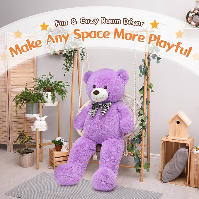 MorisMos Large Teddy Bear, 39inch Giant Teddy Bear Stuffed Animals Plush, Soft Big Bears for Girls Girlfriend, Purple