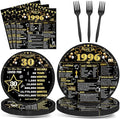 96Pcs 30th Birthday Plates and Napkins Back in 1996 Party Decorations Black Gold 30 Year Old Party Dessert Plates 1996 Birthday Tableware for 24 Guests 30th Theme Men Woman Bday Parties Supplies