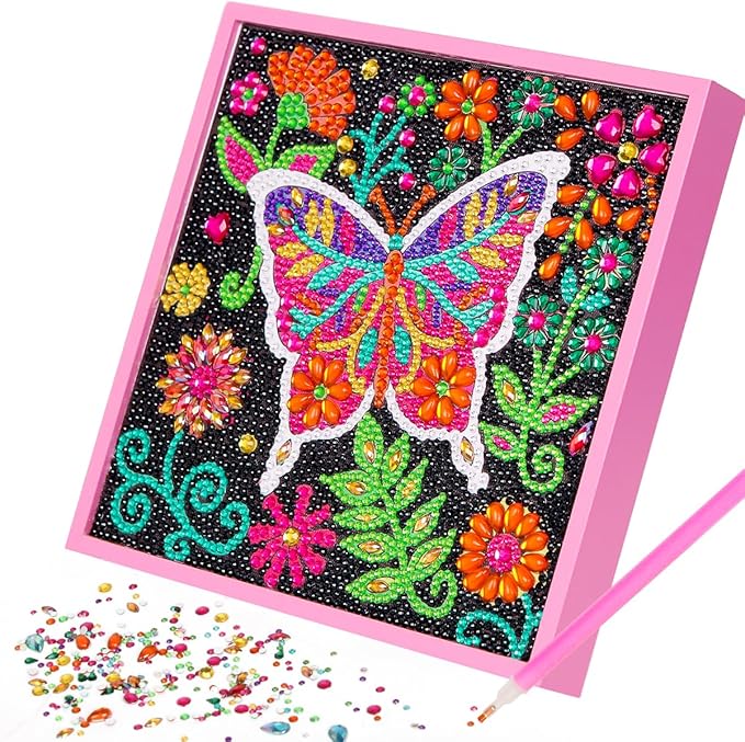 ZUYUSUT Sparkly Butterfly Diamond Art Painting Kits with Wooden Frame Arts and Crafts Art Mosaic Gem