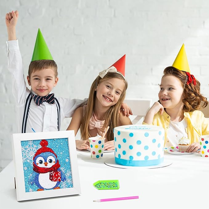 Libfx Diamond Art Kits for Kids with Frame Diamond Art for Girls Boys Beginners Arts and Crafts Ages 8-12 Birthday Gifts (CW-Penguin)