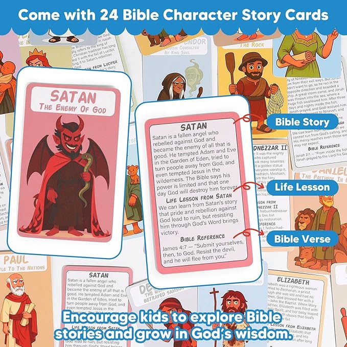 Garybank Guess Bible Who Am I Game 2nd Edition, Another 24 Classic Bible Characters with Life Story & Verse Cards, Biblical Study Supplies for Sunday School & Youth Group, Christian Gift for Kids