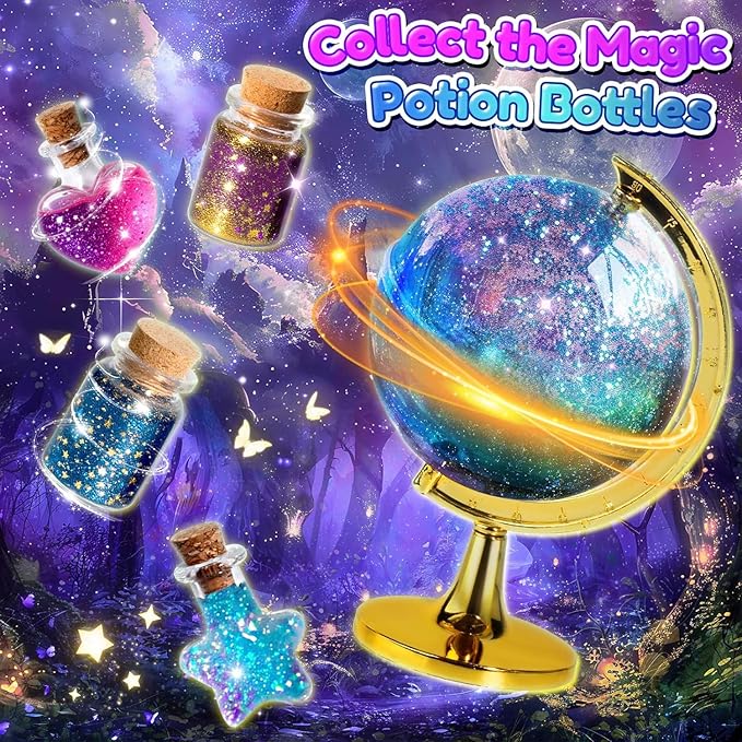 Galaxy Slime Kit for Girls, Globe and Magic Potion Kits, Clear Crystal/Butter/Glow-in-the Dark Slime Making Kit, Christmas Birthday Party Favors Toys for Kids Girls Boys 7 8 9 10 11 12