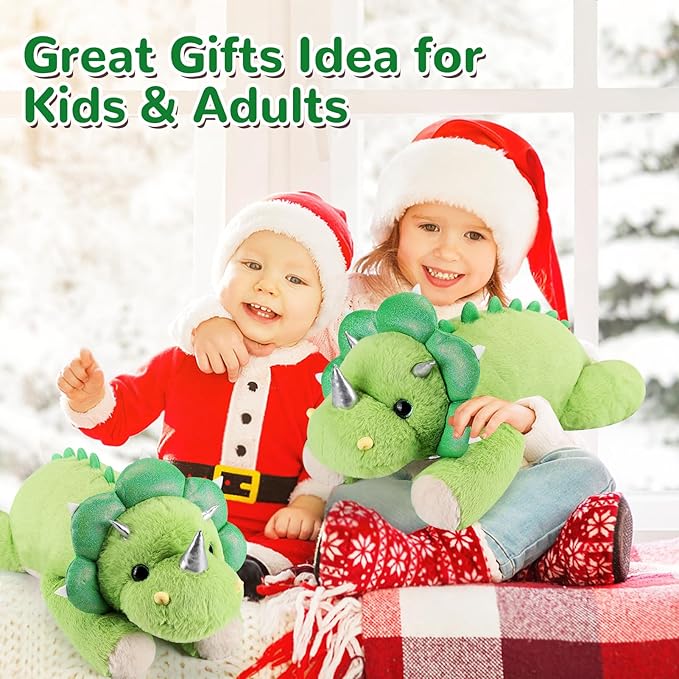 gnomantic Triceratops Weighted Stuffed Animals - 22 Inch 4.5 Pounds Weighted Plushies Dinosaur Stuffed Animals - Big Dino Plush Pillow - Cute Plush Toy Gifts for Kids & Adults (22" 4.5 lbs)