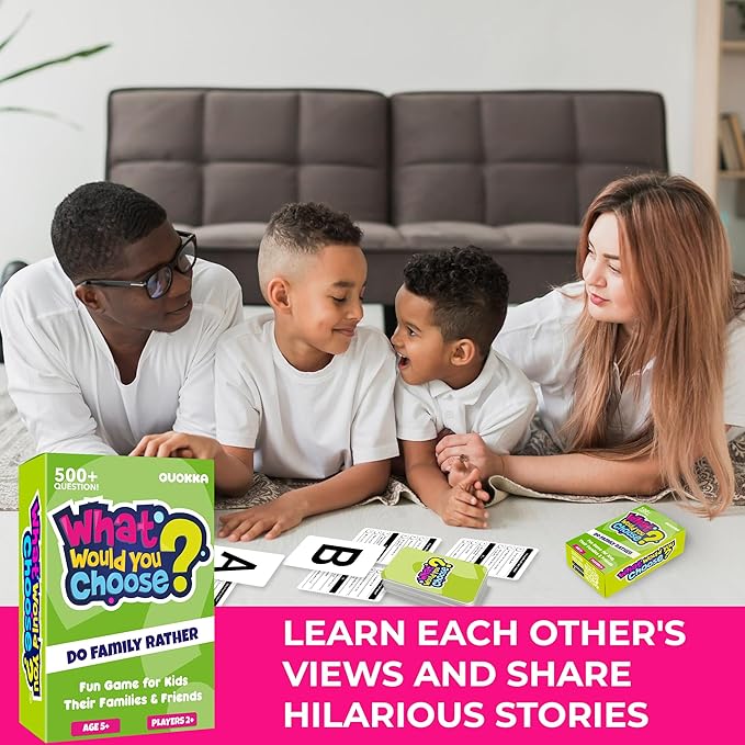 QUOKKA Board Games for Kids 8-12 – Family Games for Kids and Adults – What Would You Choose – 500+ Questions – Does Family Rather – Fun Card Game for Families and Teens