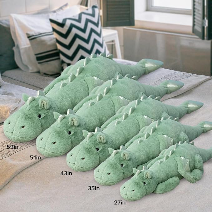 Pterosaur Stuffed Animal with Wings - Cute Soft Dinosaurs Plush Toys Little Flying Dragon Plushies Pillow Doll Christmas Birthday Gifts for Kids Boys Girls (Green,59.05inch/150cm)