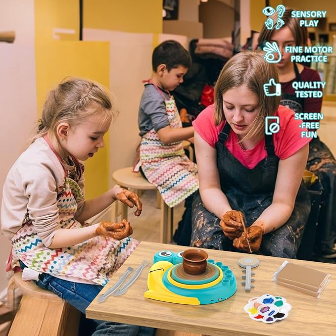 Aujazyble Pottery Wheel for Kids - Complete Art Supplies Arts & Crafts Kit, Crafts for Girls 8-12, Girls Boy Toys Birthday Halloween Christmas Gift for Kids Ages 6 7 8 9 10 11 12+, (Snail)
