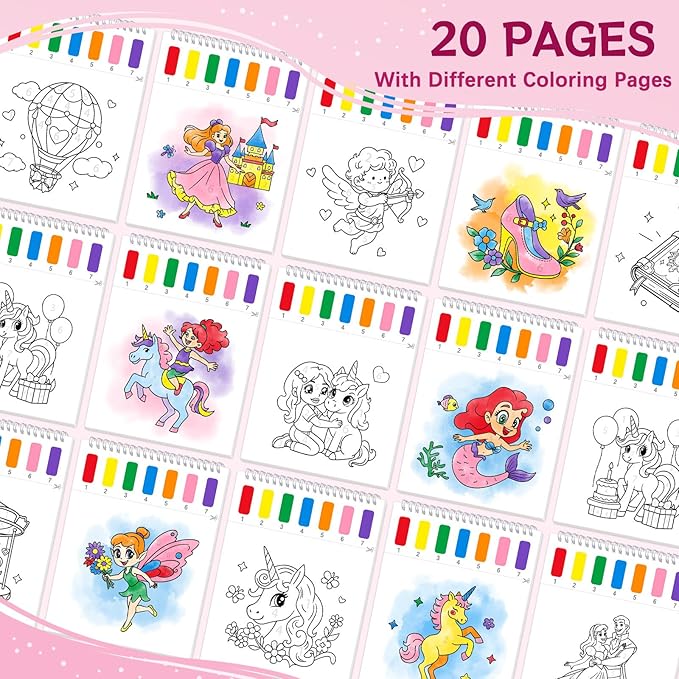 SOCOLER Paint with Water Coloring Books for Toddlers,Unicorn Theme Mess Free Watercolor Painting Papers for Kids Water Color Paint Kit Art Craft Gift for Ages 1-3, 4-8