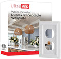 UltraPro Screwless Duplex Receptacle Wallplate, 1-Gang – Modern Snap-On Cover, Child-Safe, Durable Polycarbonate, Easy DIY Installation, White Coastal, 85750