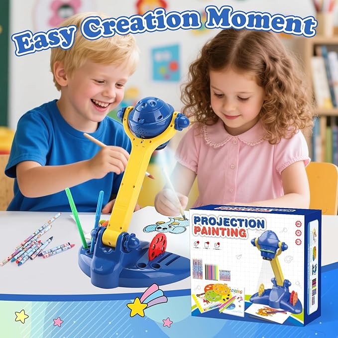 Hoarosall Drawing Projector Kit for Kids Ages 3+ Includes Drawing Projector for Easy tracing, Colored Pencils, Crayons & Activity Books.