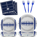 Qyeahkj 25 Guests Cowboys Football Party Plates and Napkins Supplies American Football Team Platters Tableware Set Touch Down Blue & White Decor Favors for Football Fans Boy Sports Team Theme Party