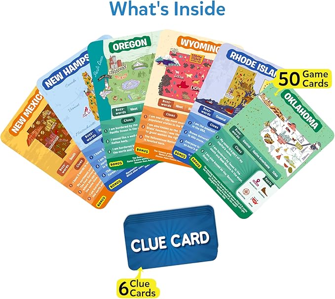 Skillmatics Guess in 10 States of America, Educational Travel Toys for Boys, Girls, and Kids Who Love Card Games, Board Games, Geography and History, Gifts for Ages 8, 9, 10 and Up
