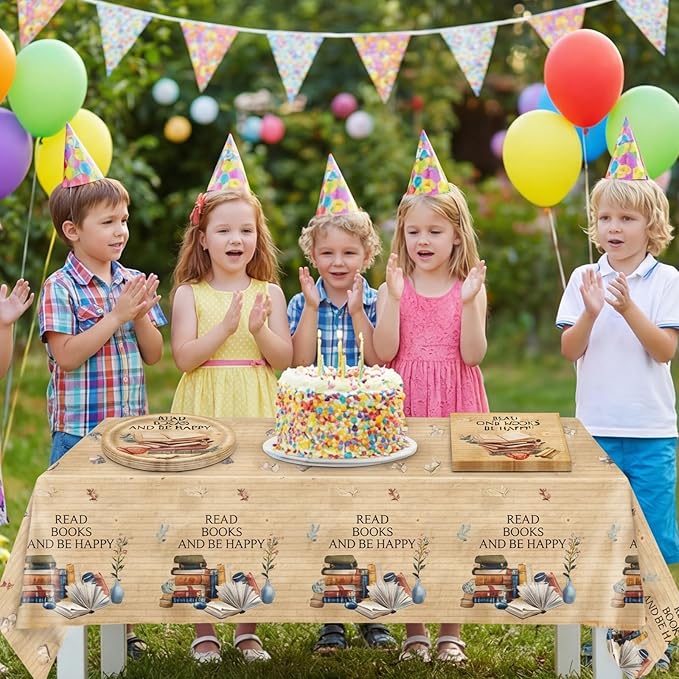 41Pcs Book Themed Party Decorations Vintage Book Club Theme Birthday Supplies Library Reading Theme Plates Napkins Tablecloth,for Library Party, Birthday, Engagement Party Decorations, Serves 20