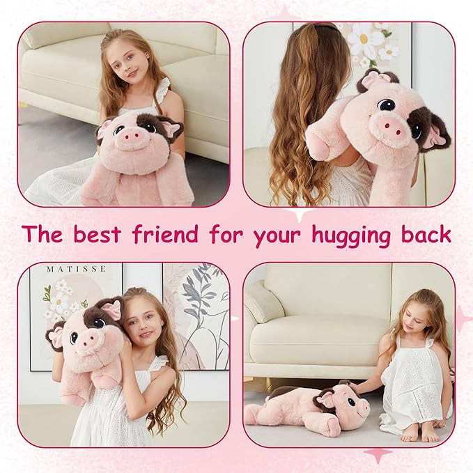 GILFWM 25" 5 lbs Weighted Stuffed Animals Pig :Big Large Weighted Plush Animal,Cute Plushie Pillow Toys,Extremely-Soft Washable Weighted Plush Pillowfort Gifts for Adults Kids Girls Boys