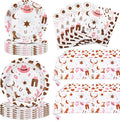 62Pcs Cowgirl Party Decorations Pink Western Cowgirl Party Supplies, 20 9'' Plates 20 7'' Plates 20 Napkins and 2 Cowgirl Tablecloth for Wild West Cowgirl Theme Birthday Party Baby Shower Dinnerware