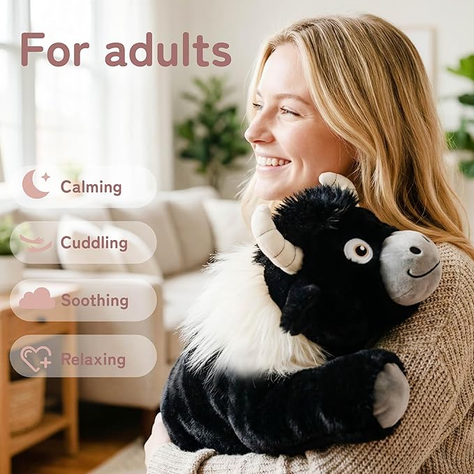 Niuniu Daddy 20" | 3.3 Pound HighIand Cow Weighted Plush Animals, Large Highland Cow Pillowfort Stuffed Lap Animal Toys for Kids Adults, Big Plushy Body Pillow for Gifts Birthday Christmas Holiday