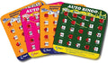 Regal Games Finger-Tip Shutter Bingo Cards with Sliding Windows - Interstate Bingo & Auto Bingo Game - Assorted Colors Travel Bingo Game Set Kids - Reusable, No Chips & Daubers Needed - 4 Packs