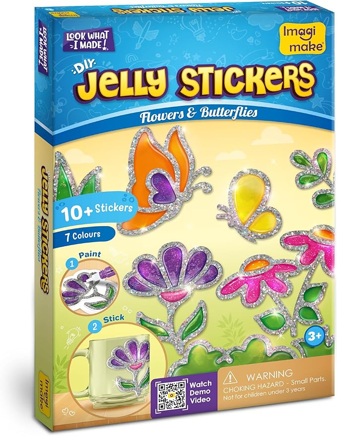 Imagimake DIY Jelly Stickers - Flower & Butterflies | Gel Window Clings | Activities for Kids Ages 3-5 | Kids Art Set | 3,4,5,6,7 Year Old Girl Birthday Gift