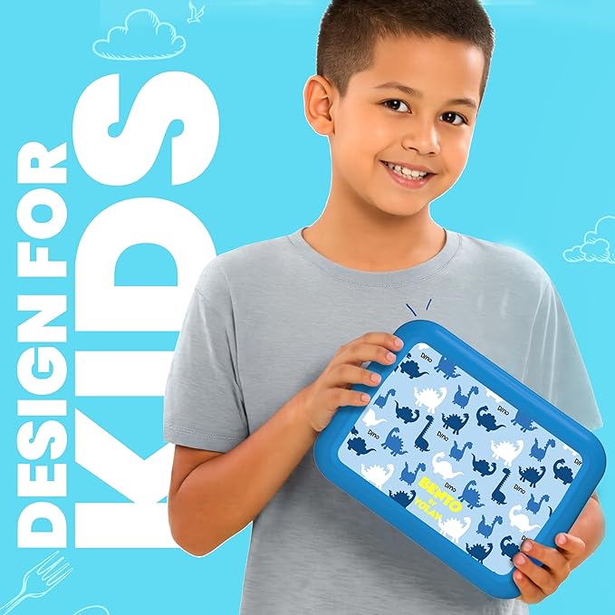 YOLAY Bento Box for Kids Lunch Box Leak-Proof, 5-Compartment Lunch Box Kids for Ages 3-10, Durable with Anti-Slip Base, Suitable for Schools, Outdoor and Travel (Mermaid) (Dino)