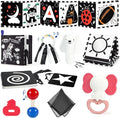 URMYWO 10 Pcs High Contrast Black and White Baby Toys for Newborn, Tummy Time Mirror, Rattle, Teether, Visual Stimulation Learning Cards, Sensory Toys for 0-6 Months, Baby Boy Girl Gift