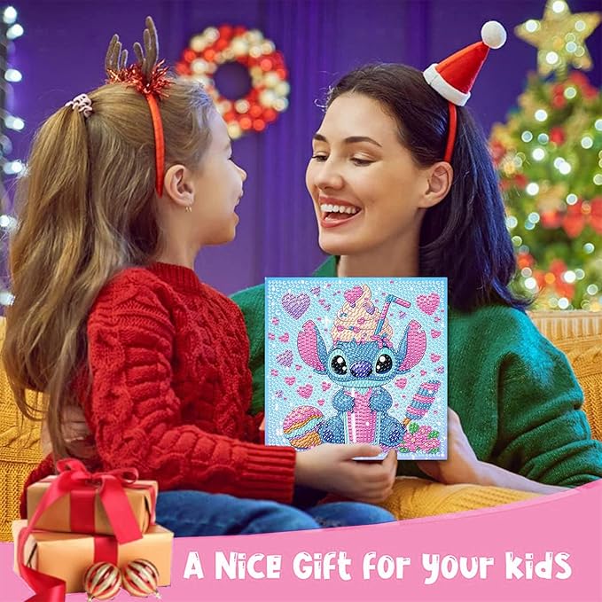 KOJEFCV 4 PCS Diamond Art Painting Kits for Kids,Cartoon Diamond Art for Kids Ages 4-8-12,Cartoon Gem Kit Crafts Beginners for Gift Home Wall Decor(6x6inch)