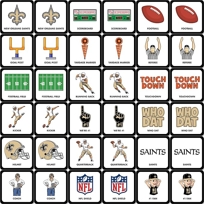 MasterPieces Sports Games - New Orleans Saints NFL Matching Game - Game for Kids and Family - Laugh and Learn